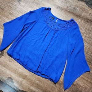 AB Studio Formal Multilayer Mesh Top, Blue, L